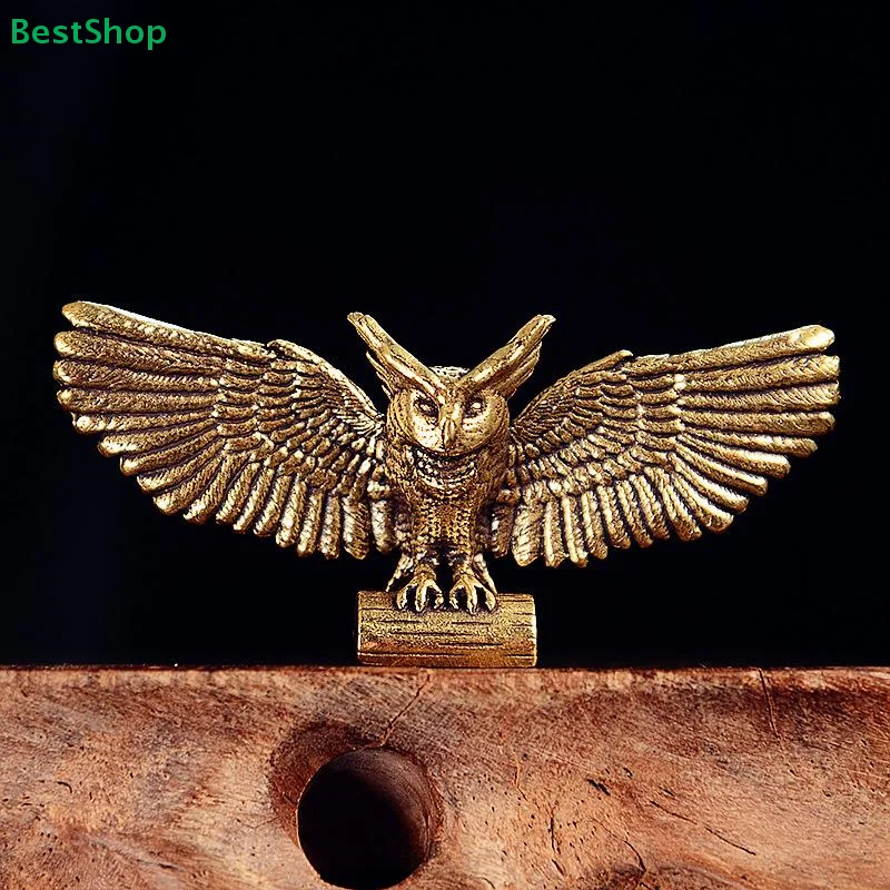 〔R〕Brass Solid Eagle Desktop Tea Pet Ornament (Dapeng Spreading Its Wings)-Creative Home Craft Decor for Office & Living Room