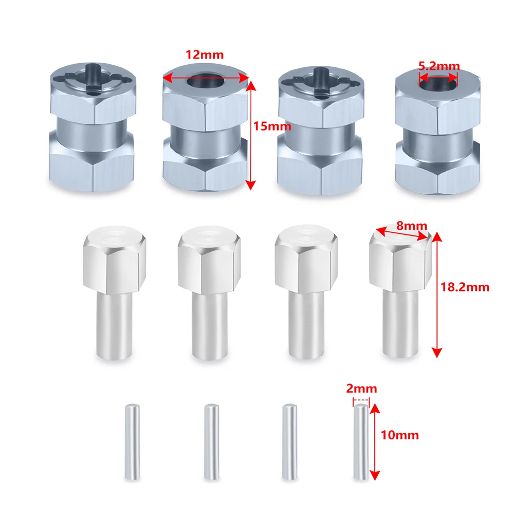 AXSPEED 4PCS 12mm Wheel Hex Adapter Extended Hub Drive Adapter 15/20/25/30mm for 1/10 Axial SCX10 Wraith TRX4 Parts