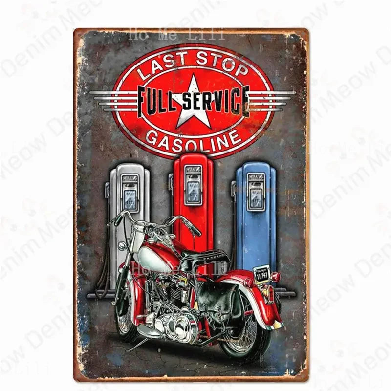 Last Stop Classic American Motorcross Vintage Metal Sign Garage Decoration Poster Plate Decor Plaque Retro Man Cave Home