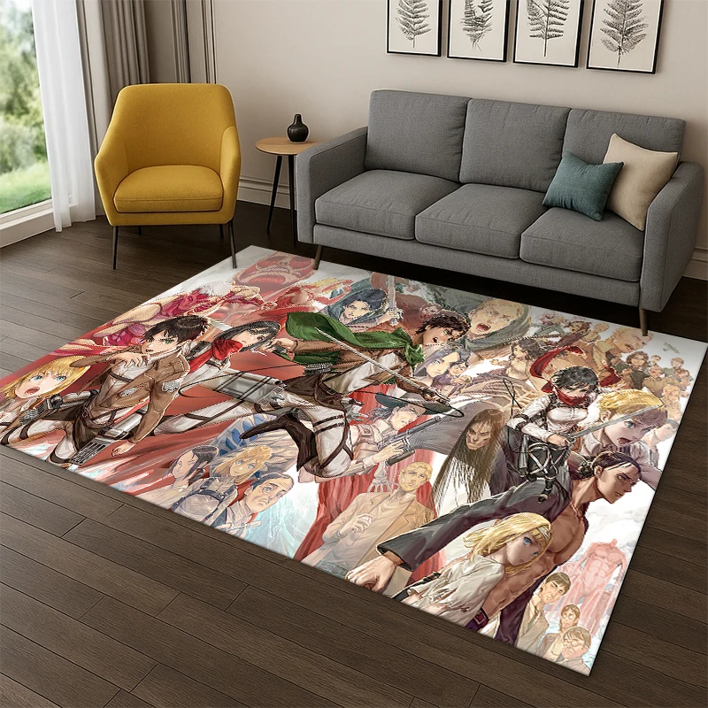 Attack on Titan Cartoon Anime Carpet Rug for Playroom Bedroom Living Room Sofa Home Decor,kid Game Area Rug Non-slip Floor Mat
