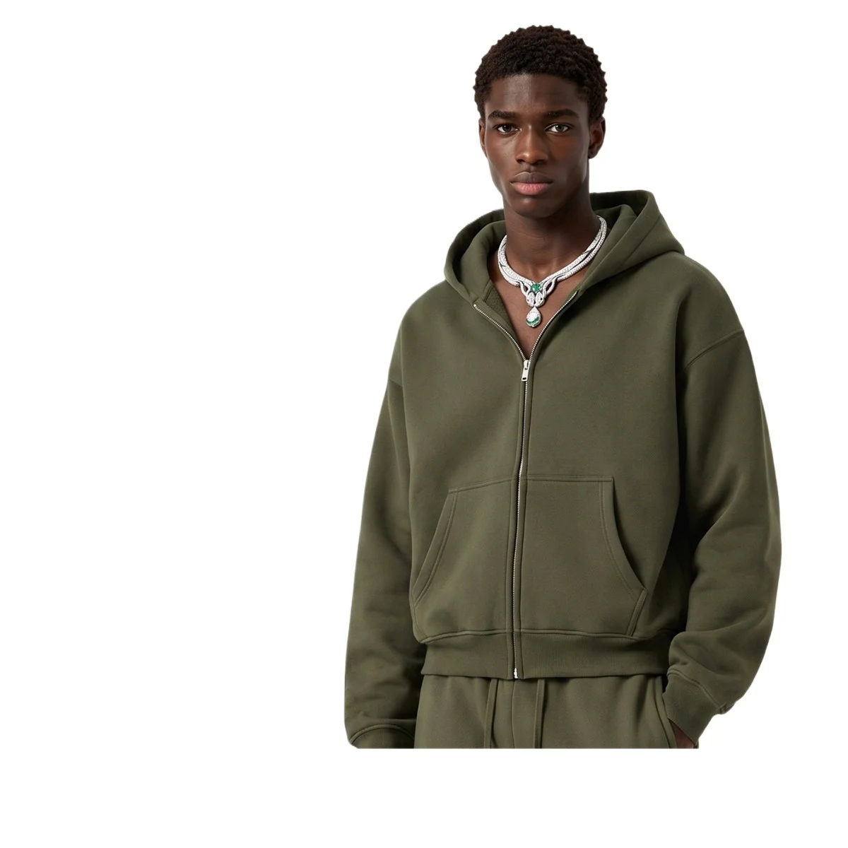 Personalized LOGO custom European  American 345G cotton velvet heavy boxy hooded sweater scimitar sweatpants couple casual suit