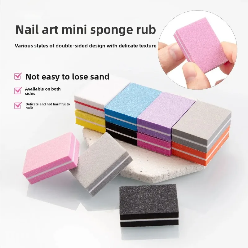 50pcs Colorful Two-sided Mini Nail File Blocks 100/180 Grit Sponge Nail Buffer Manicure Polishing Tools Wholesale Lot