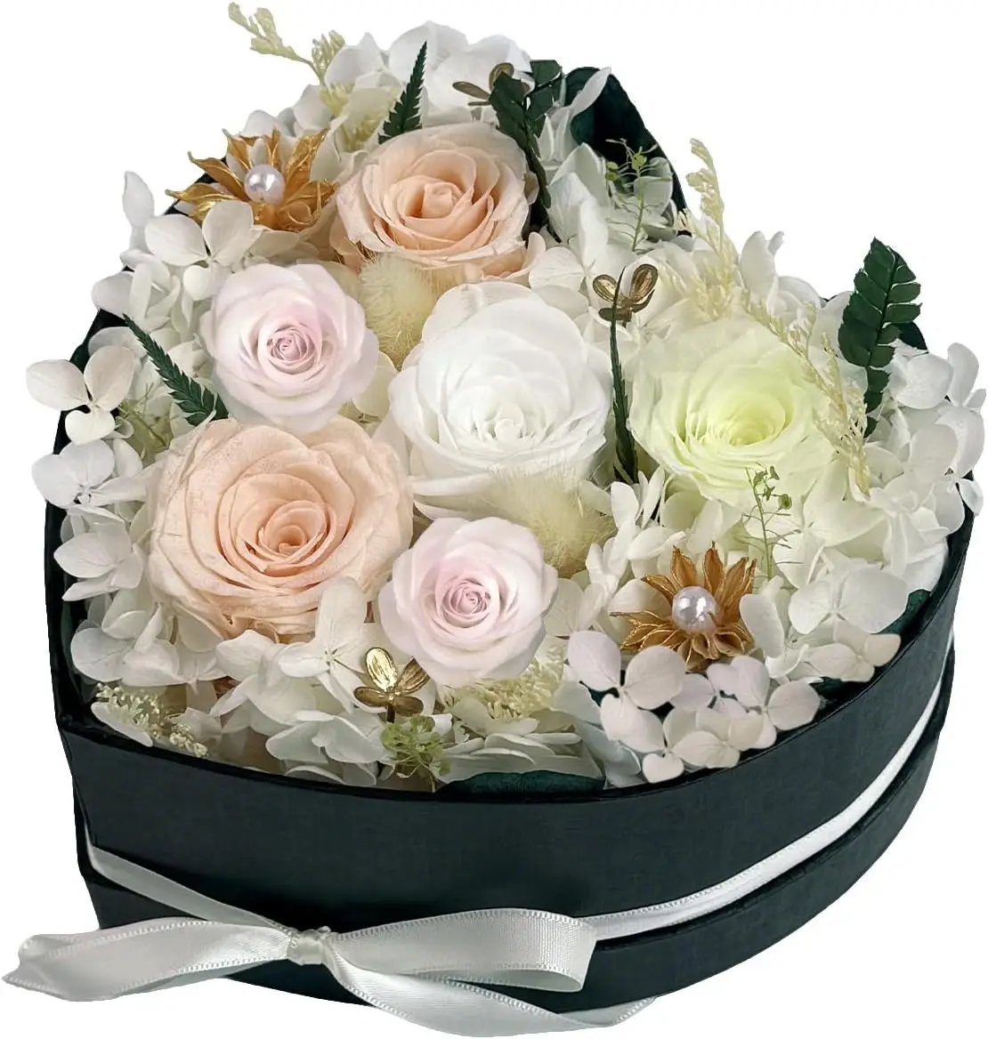 

Коробка в форме сердца с консервированными розами, подарок на День святого Валентина для нее, на День матери, цветы на долгую память (многоцветные - розовые, один размер)