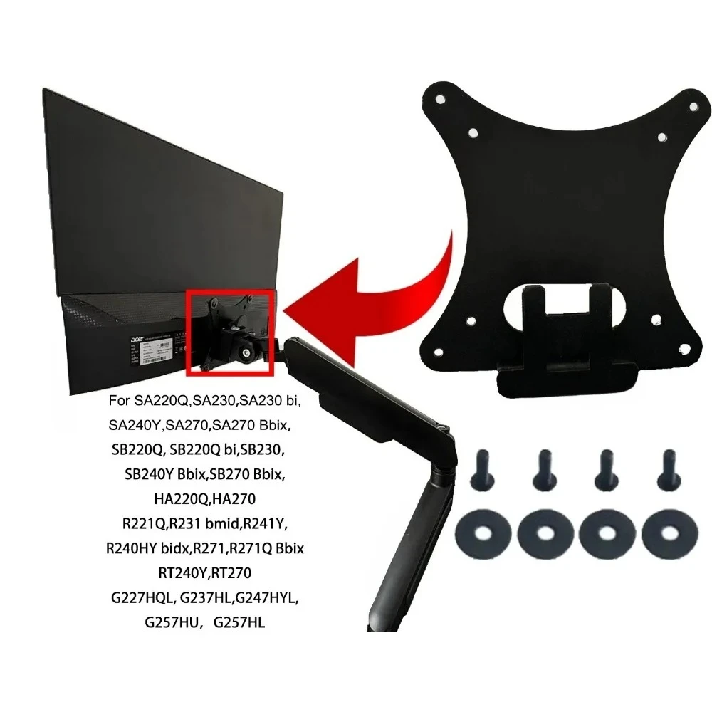 VESA Wall Mount Adapter for Acer SB270 SB220Q SA270 RT240Y R221Q HA220Q G257HU Monitor Bracket Mounts to Stand / Arm