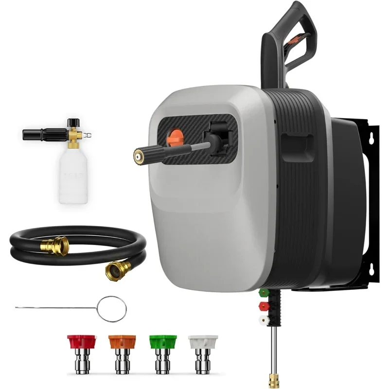 

Grandfalls Pressure Washer G20, Wall Mount Pressure Washer with 180°Rotating Bracket, 65FT Retractable Ultra-soft Pressure