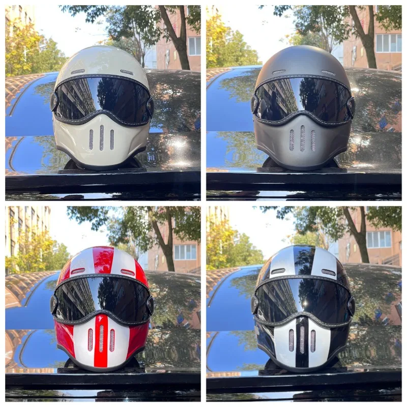 

3C Pig Nose Fiberglass Small Helmet Body Retro Locomotive Motorcycle Helmet Cruise Locomotive Full Helmet Four Seasons Riding