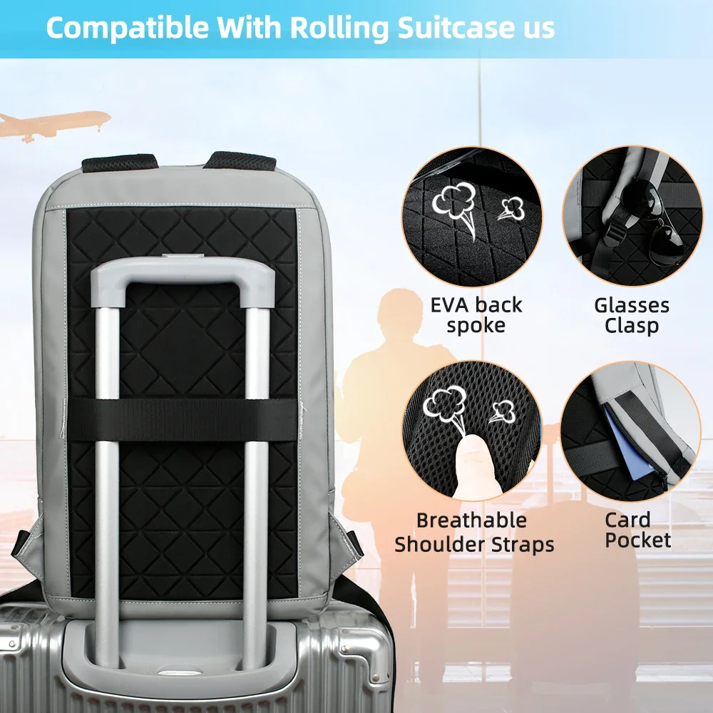 HcanKcan-حقيبة ظهر USB مقاومة للماء للرجال والنساء ، حزمة متعددة الوظائف ، حقيبة كمبيوتر محمول ، USB ، في الهواء الطلق ، عارضة ، السفر ، 14"