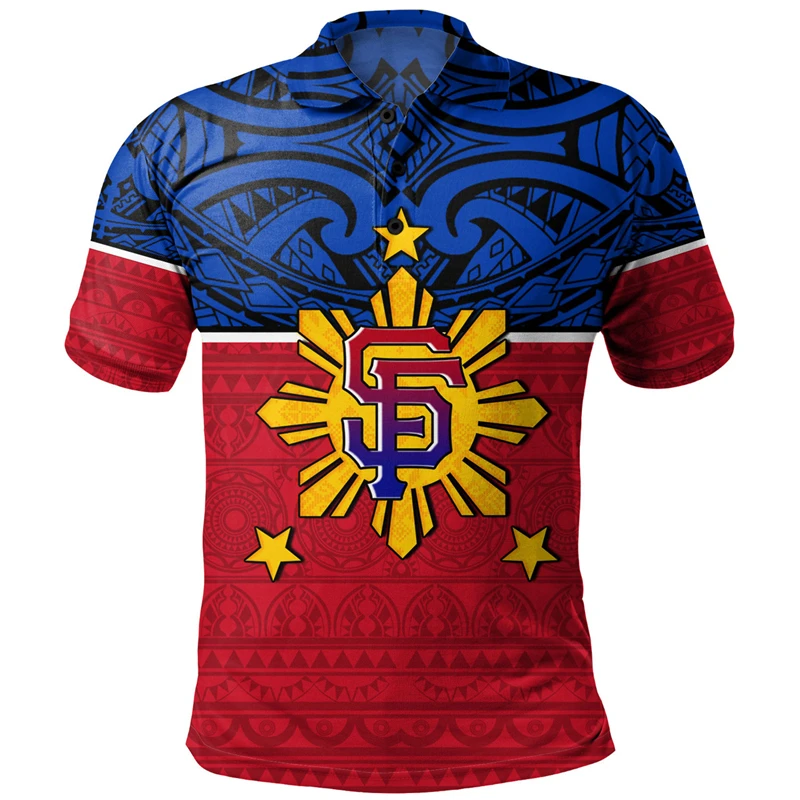 Men's Fashion 3D Philippines National Flag Printed Shirts Philippines National Hero Day Graphic Polo Shirts For Men Clothing Top