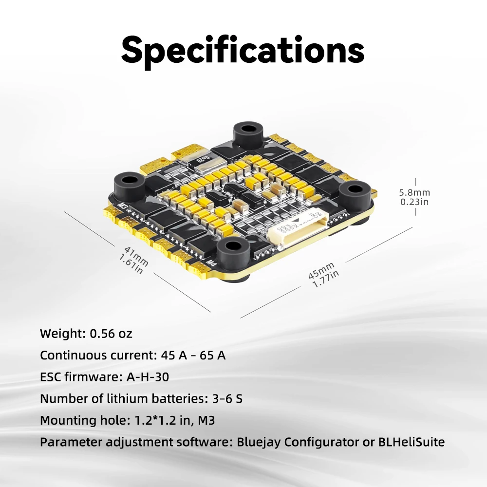 플라이컬러 BLS-04 4in1 ESC 55A 스택 F4 F7 비행 컨트롤러용 쿼드콥터 FPV 레이싱 드론 항공기 170-450 멀티로터
