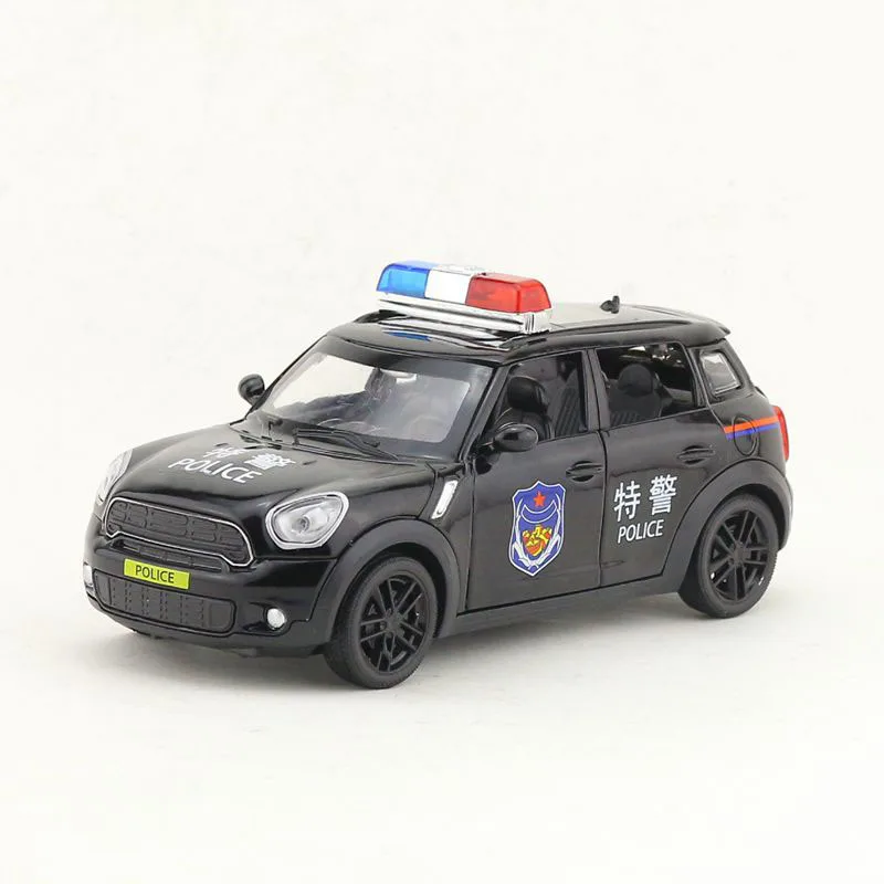 MINI-Polizei-Spielzeugautomodelle im Maßstab 1:32, Legierung, Druckguss, Spielzeug, Fahrzeuge, zurückziehen, Sound, Licht, Spielzeug für Jungen, beste Geschenke für Kinder