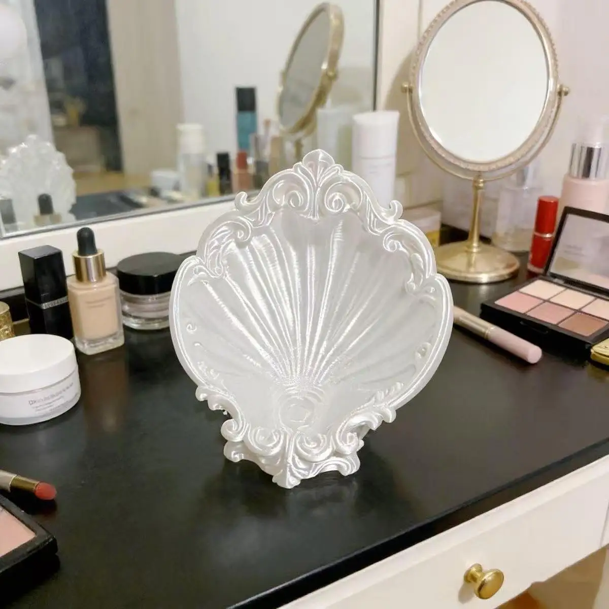 3D Printed Baroque Seashell Jewelry Tray Vintage Shell Ring Dish Key Storage Plate Coaster Bedroom Desk Aesthetic Room Decor