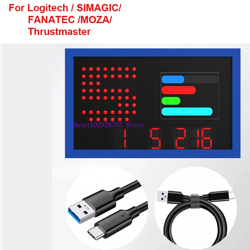 PC USB Simracing Game Multifunctional Dashboard  LED Screen Tachometer Speed Display For Logitech /SIMAGIC/FANATEC /MOZA