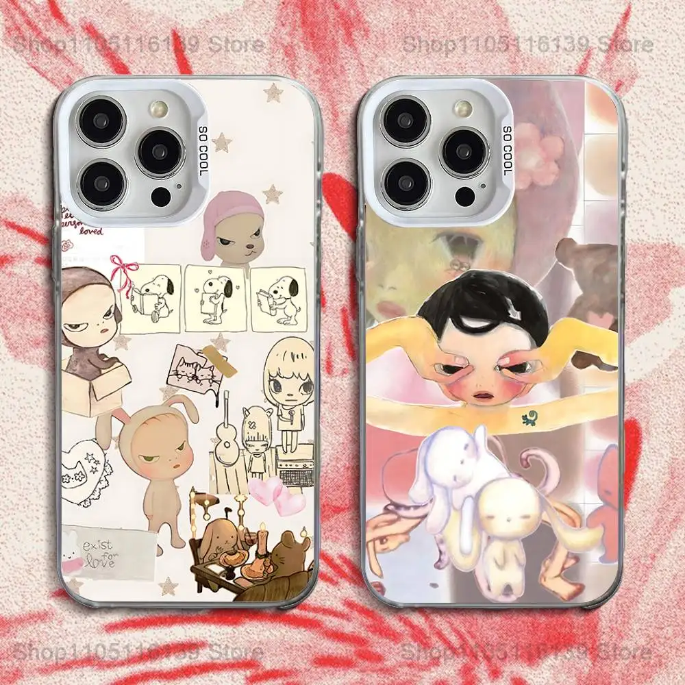 

Cute Y-Yoshitomo Nara Phone Case For iPhone 16,15,14,13,12,11,Pro,XS,Max,Plus,Mini,SE White Candy Matte Shockproof Cover