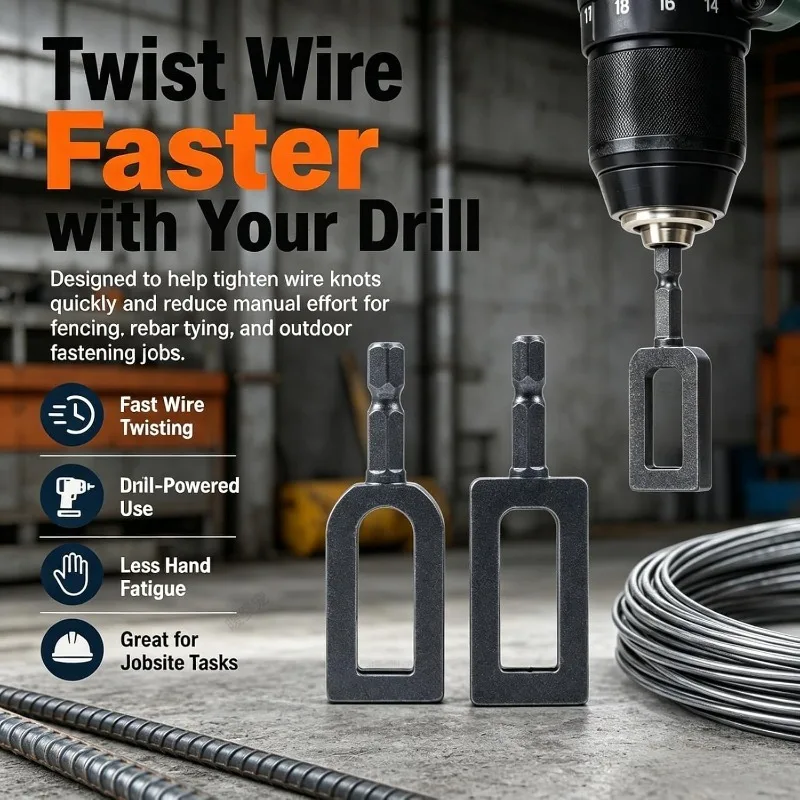 9 & 11 Fence Wire Tying Electric Drill Wire Twister Tool Drill Chuck Chain Link Fence Twister for Electric Drill Twisting Sleeve