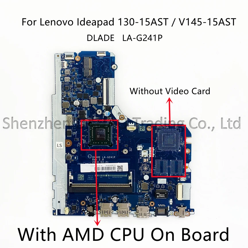 

For Lenovo Ideapad 130-15AST V145-15AST Laptop Motherboard DLADE LA-G241P With AMD A4 A6-9225 A9-9425 CPU DDR4 100% New Original