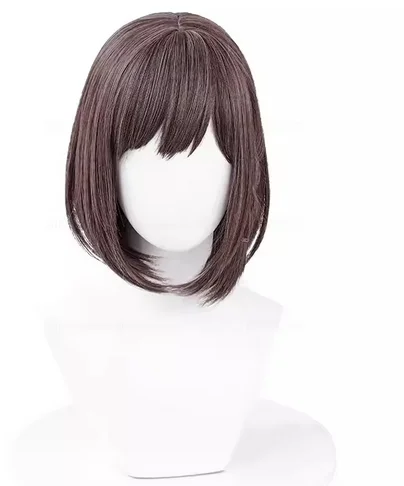 Anime Shinonome Ena Wig Cosplay wanita 33cm Wig bobo coklat rambut sintetis peruca tahan panas + topi Wig