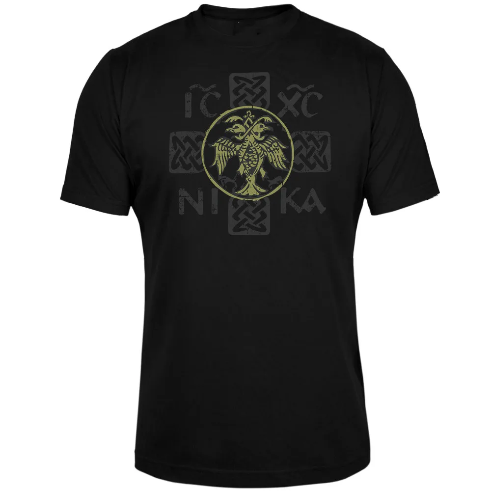 Serbia Nemanjić Dynasty Eagle Emblem ICXC NIKA Cross Printed T-Shirt. Summer Cotton Short Sleeve O-Neck Mens T Shirt New S-3XL