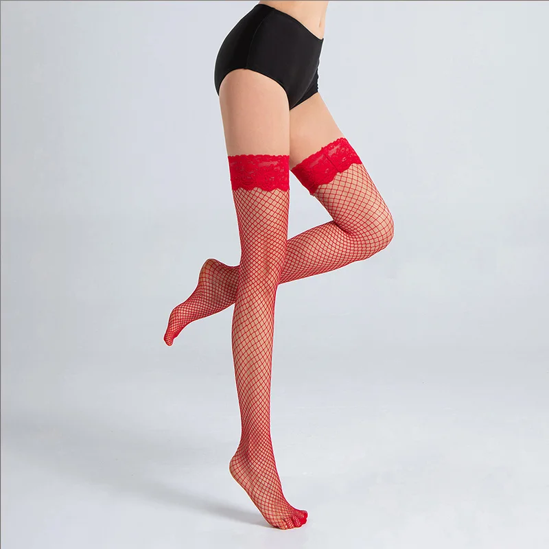 

Hollow Out Sexy Seductive Mesh Lace Fishing Net Socks Mid Length Thigh Socks European and American Style Knee High Socks