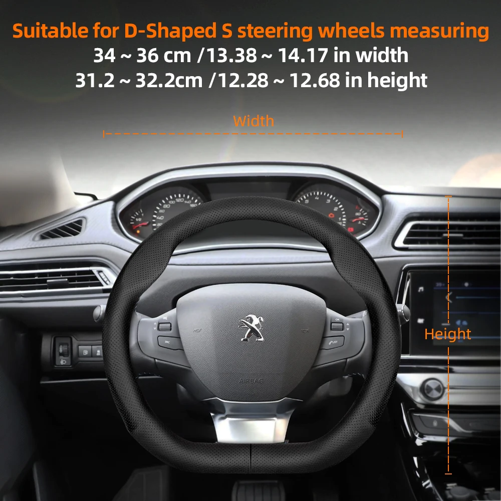 

Ультратонкий чехол на руль D-образной формы для Peugeot 308, 408, 508, 2008, 3008, e3008, RCZ, противоскользящий аксессуар для интерьера