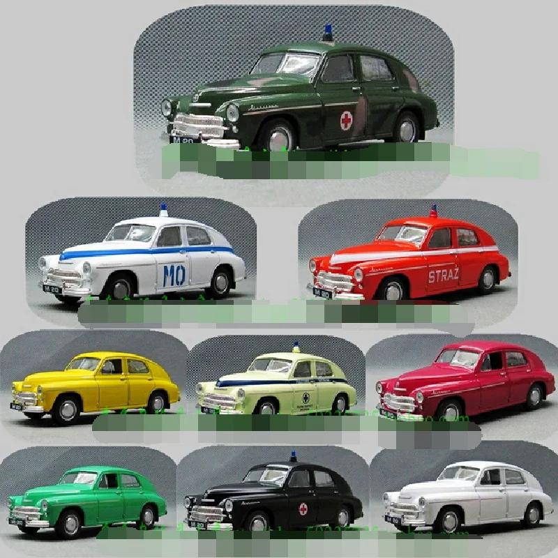 1:43 Model Car Warsaw Bubble GAZ M20 POBEDA Ambulance Alloy Motor Wheel Move Desk Collection Gift WARSZAWA Boy Toy Color Style