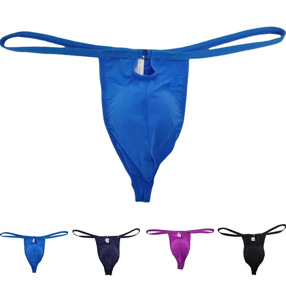Men's Comfortable Underwear Thong with Front Hole and Bulge Pouch Design Exotic Lingerie Style Breathable Briefs