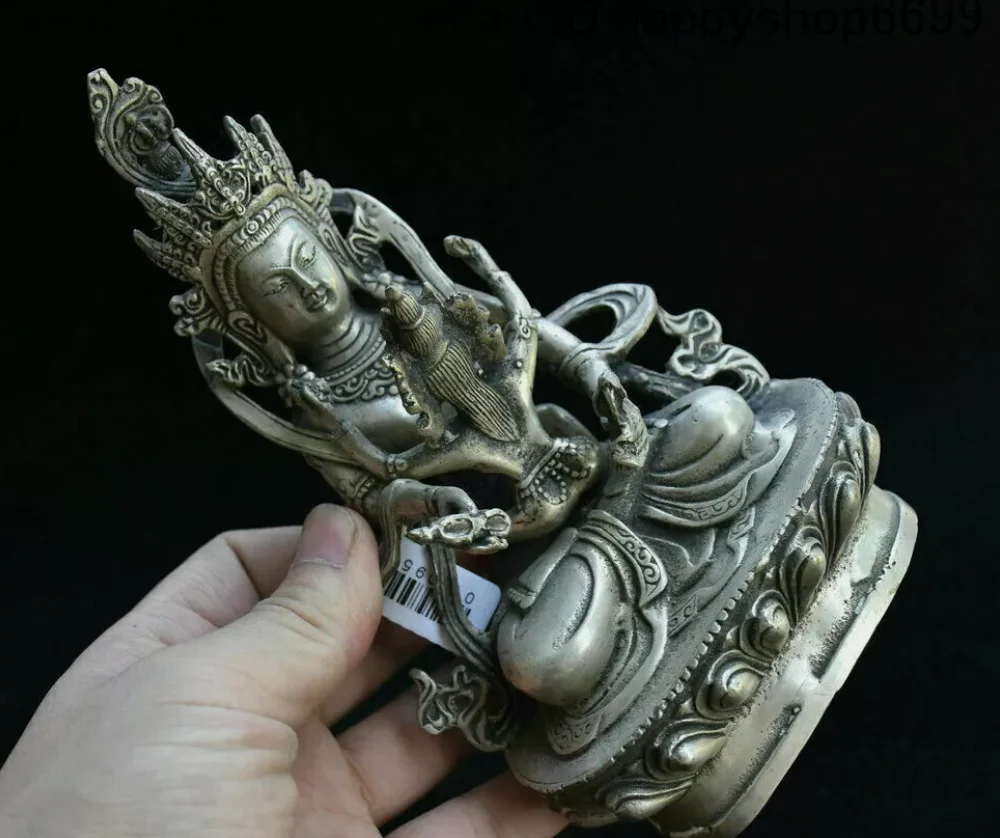 Concubine Tara Yab-Yum Buddha happiness angel Mandkesvara tibet Silver statues