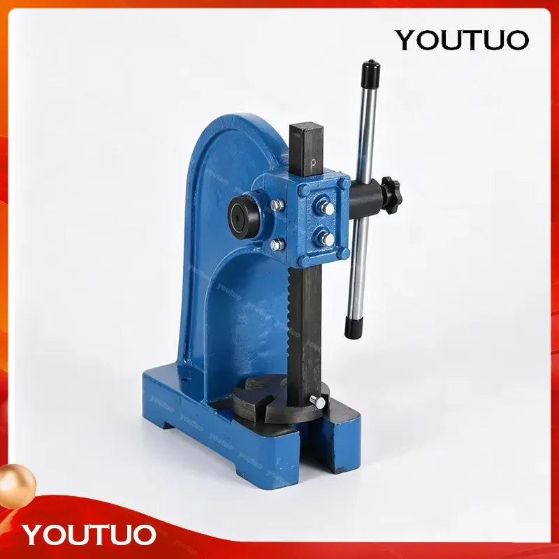  1T Manual Desktop Hand Punch Press Mountable Bearings Cast Iron  Riveting Squeezing Punching Bending Pressing