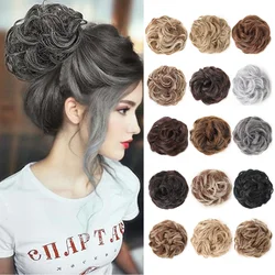 Claw Clip In Messy Bun Curly Wavy Hair Extensions Chignon Ponytail Hairpieces Synthetic Tousled Updo Hair Scrunchie