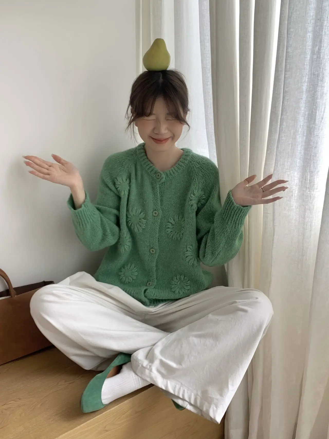 ثلاثية الأبعاد التطريز دش الصوفية محبوك سترة المرأة ملابس خارجية لينة عادية طويلة Sve قمة دافئة الحلو Sle قسط Quali #3