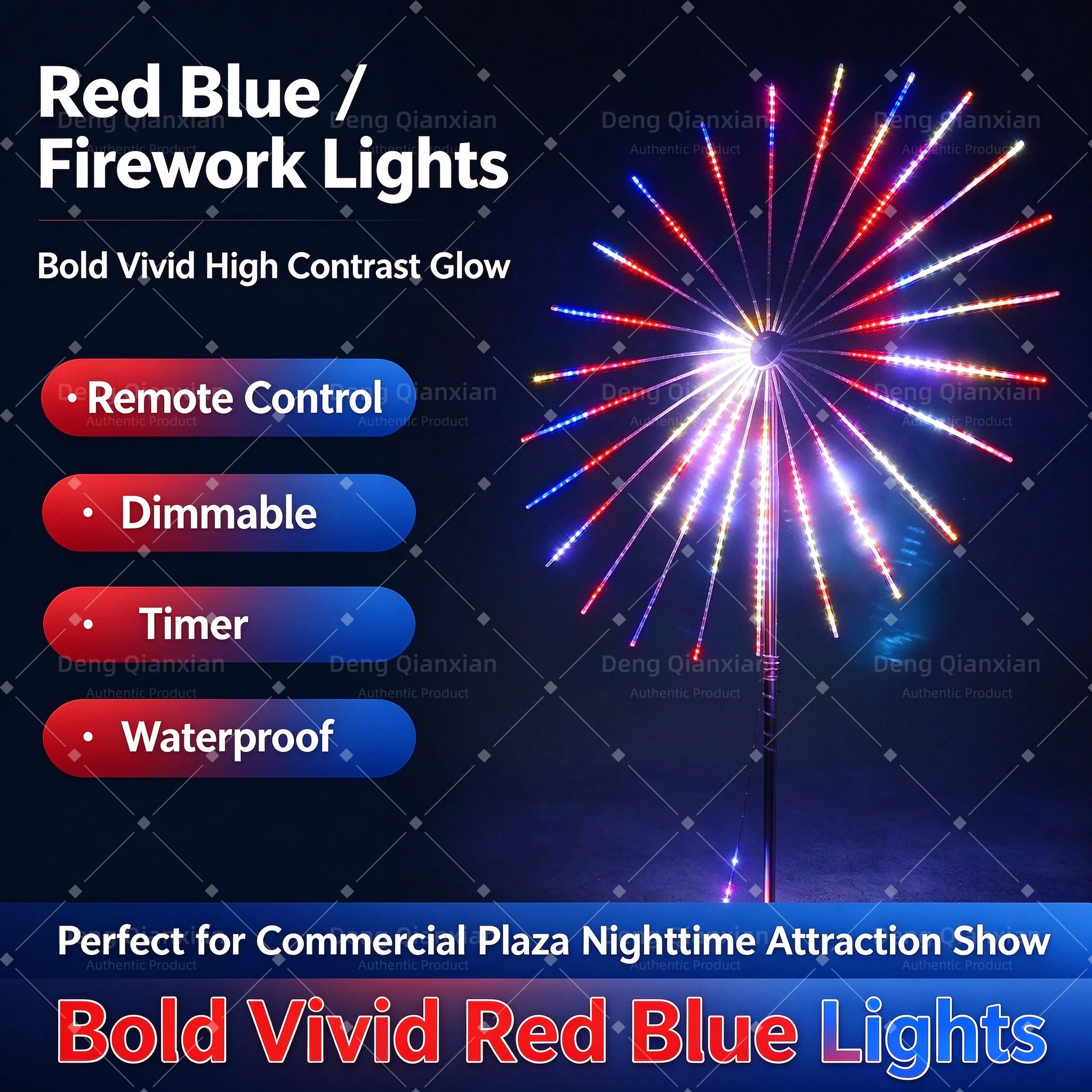 Smart Firework Lights APP Remote Control, Programmable RGB Music Sync, Dual Speakers Waterproof Outdoor Holiday Decoration