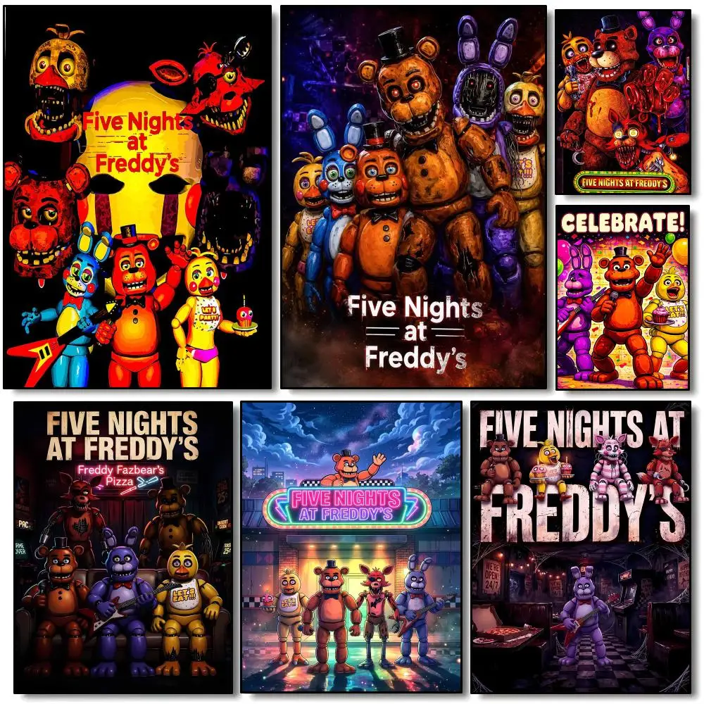 Game FNAF F-Five Nights at Freddys Poster Modern Aesthetic Wall Art | Stylish Bedroom Home Decor & Unique Gift Ideas
