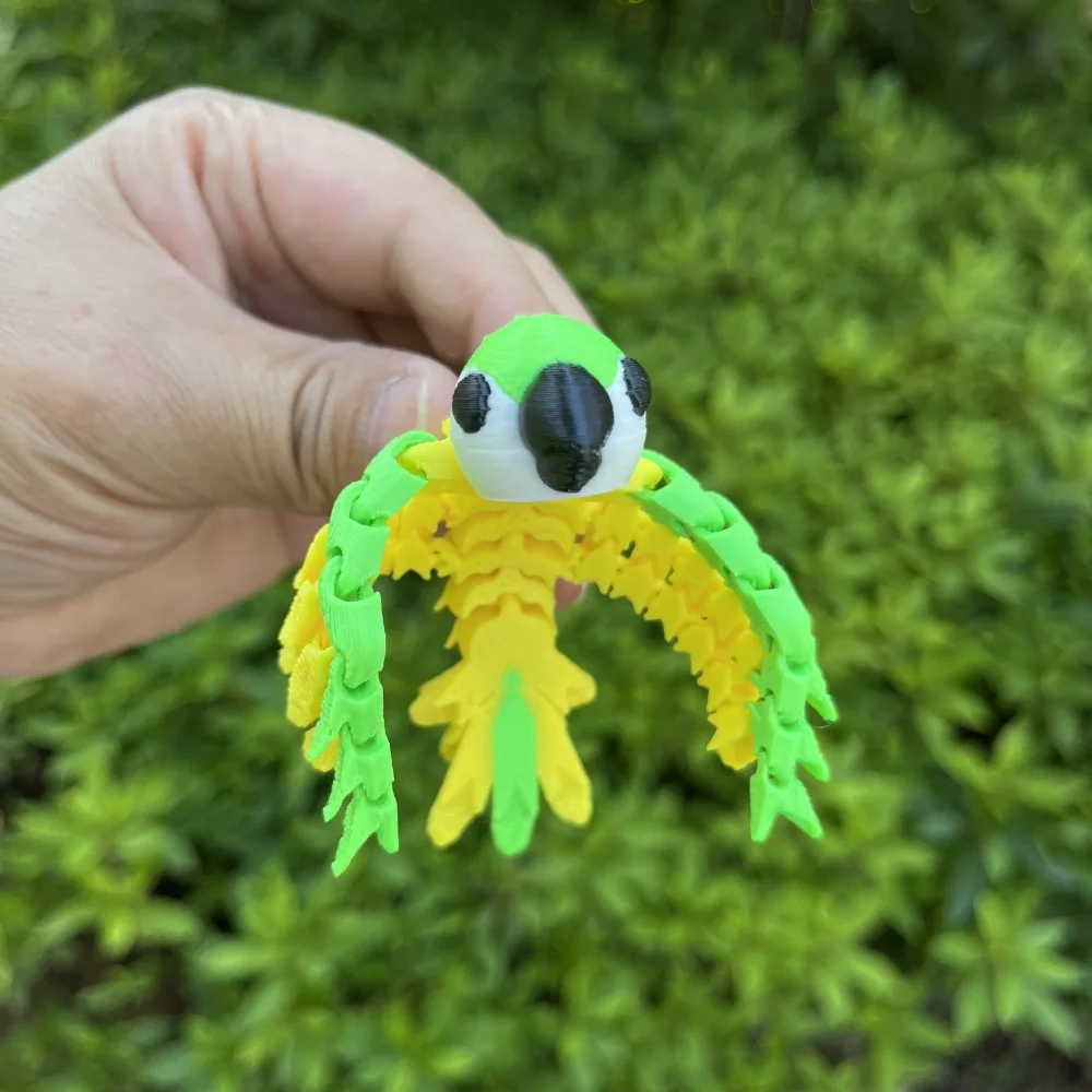 3D 인쇄 앵무새 전신 관절 움직일 수있는 장식품 다채로운 앵무새 거실 침실 입구 공예 데스크탑 장식