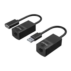 UNITEK 2pcs USB to RJ45 LAN Cable Extension Adapter USB Extender Over Cat5 Cat5e Patch Cord for Networking Accessories Black