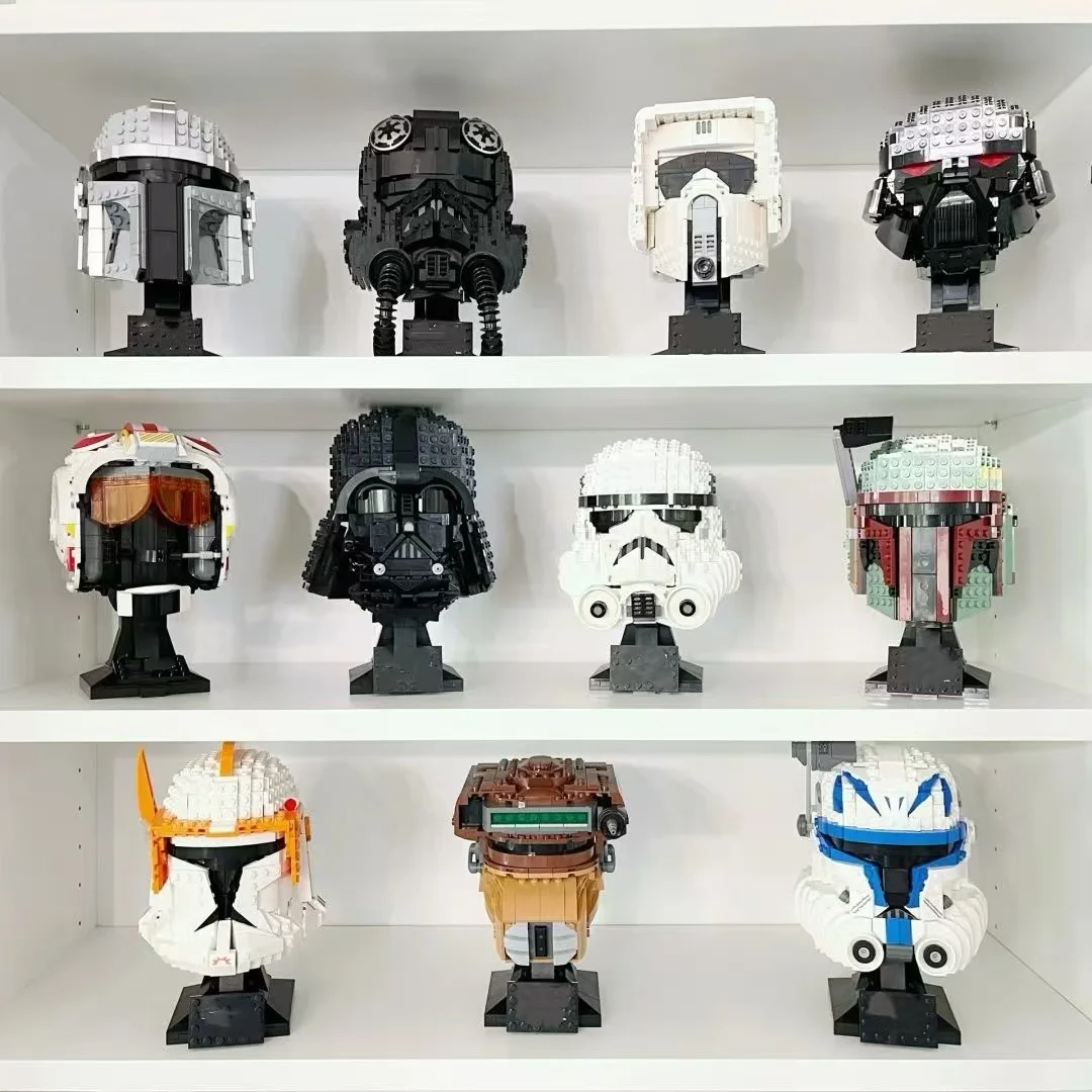 Anime Stormtrooper Vader Tie Fighter Pilot Helmet Building Blocks Series Collection Building Blocks Model Toy Birthday Gifts