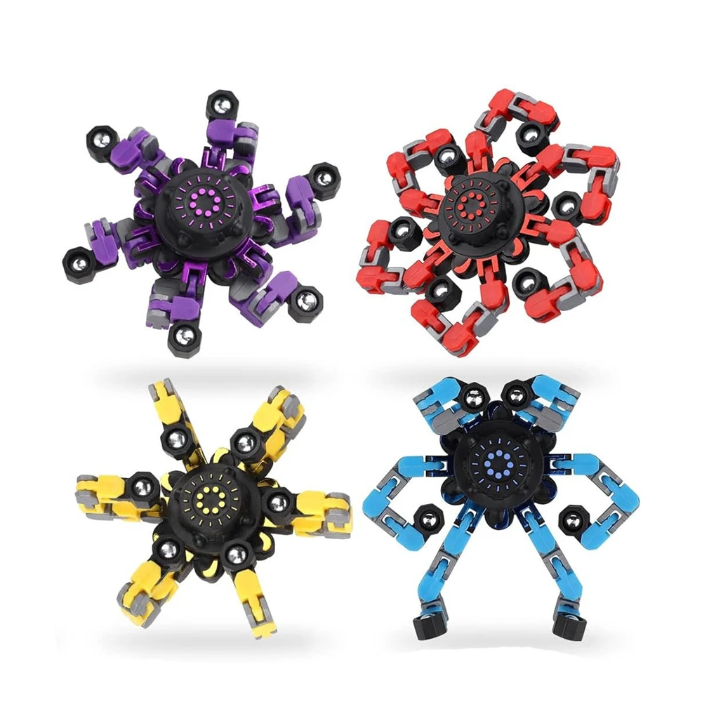 4PCS Transformable Fidget Spinners Stress Relief Sensory Toys Fingertip Gyros Spinner Party Favors for ADHD Autism Kids Adults
