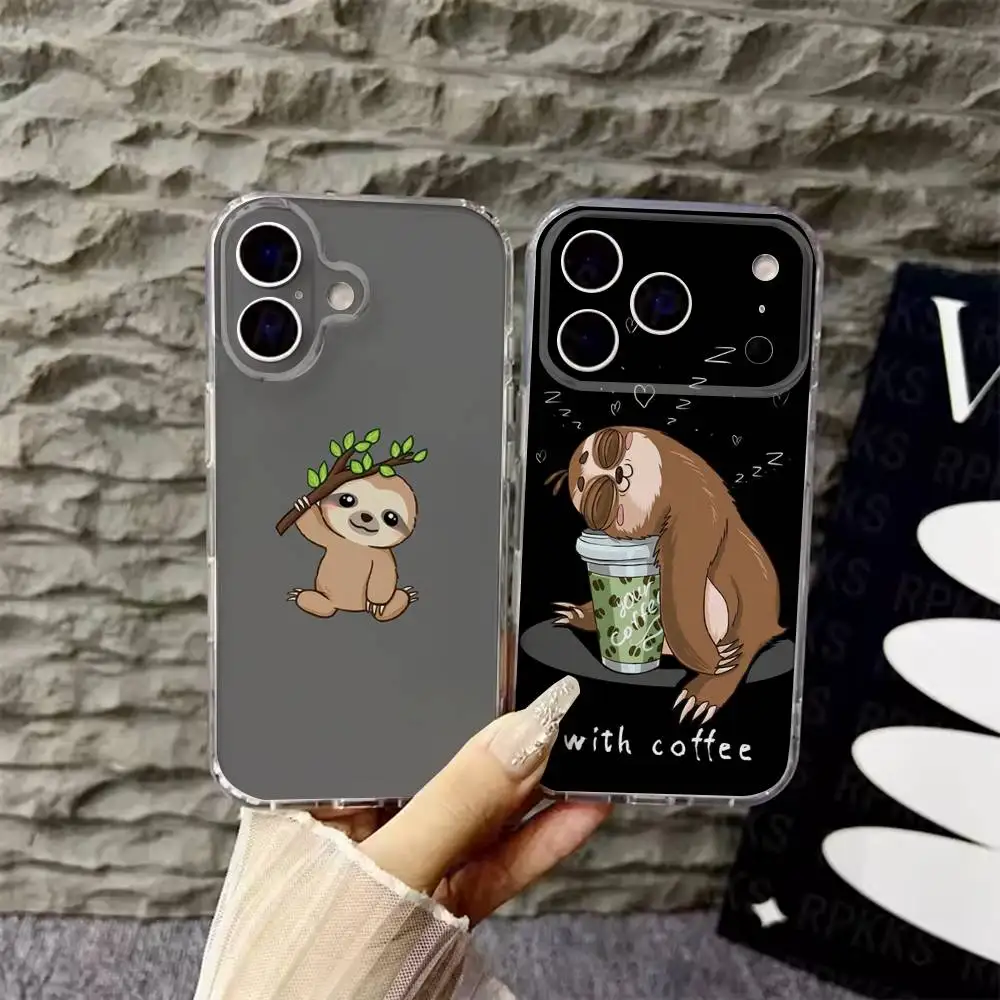 

Cute Animal Sloth Phone Case For iPhone 6,16,15,14,13,12,11,17 Pro,Max,Plus,X,XS,XR,SE,Mini Transparent Soft Cover