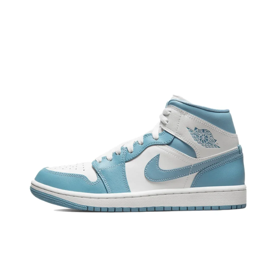 Nike Air Jordan 1 Mid Men's Supportive Comfort Casual Shoes Cushioning Lightweight Breathable Drill Blue