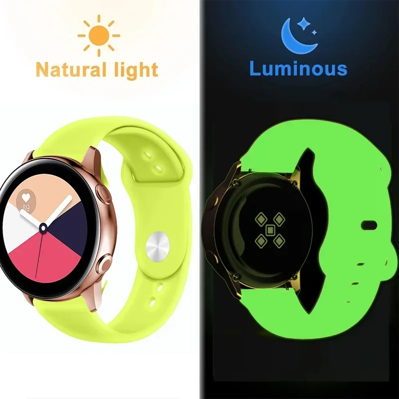 Luminous Silicone Strap For Samsung Galaxy Watch 6 Classic 5 Pro 45mm 44mm 20mm Glow Bracelet For Huawei Watch 3 Pro 43mm Band