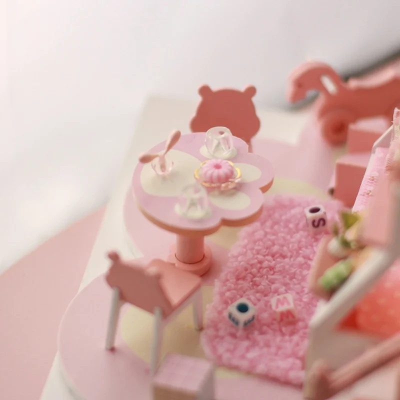 บ้านตุ๊กตาไม้ 3 มิติ แบบ DIY พร้อมไฟ LED ของเล่นสำหรับเด็กผู้หญิง