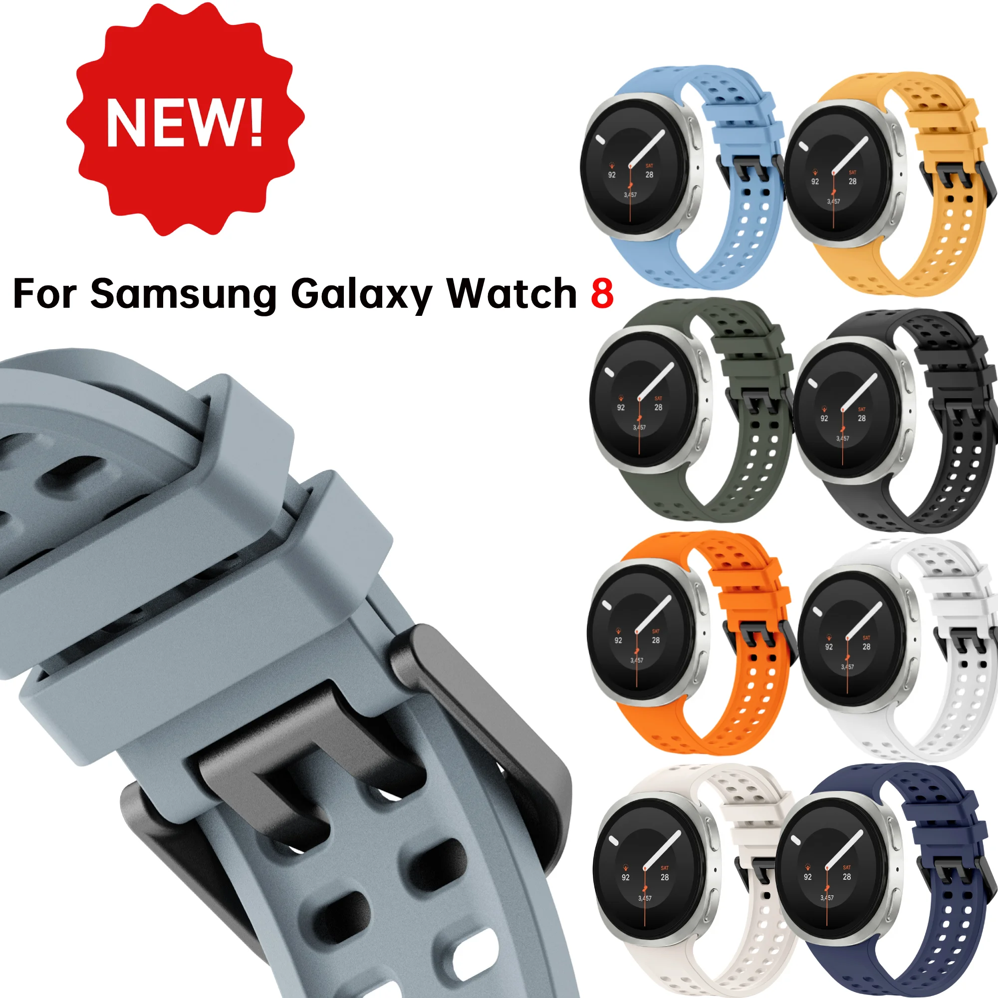 Original Silicone Strap For Samsung Galaxy Watch 9 8 40 44mm Sport Breathable Bracelet For Samsung Galaxy Watch 8 Classic Band