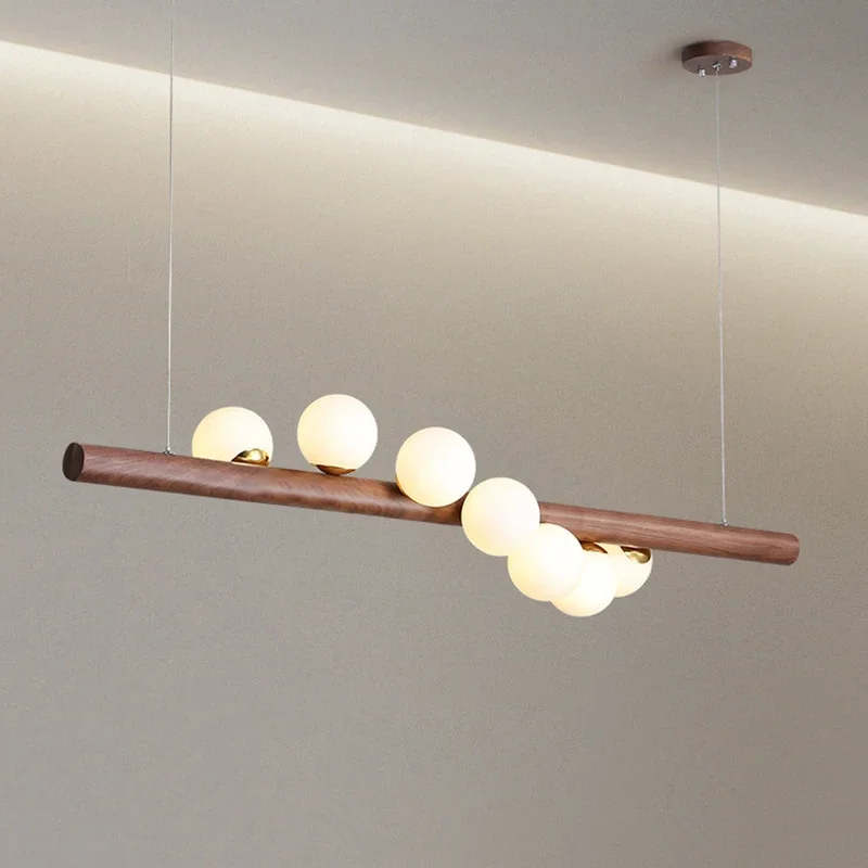 nordic log lustres leite branco bola de vidro suspensao lampada mesa jantar luminaria madeira pessego luzes led g9 pingente lustre 01