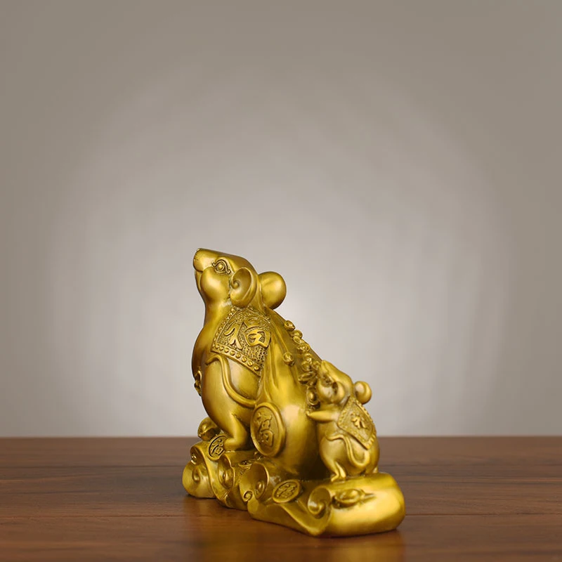 Brass Ornament, Five Mice, Fortune , Zodiac Mouse, Living Room, Entrance Hall, Office, Year Of The Rat Mascot Gift