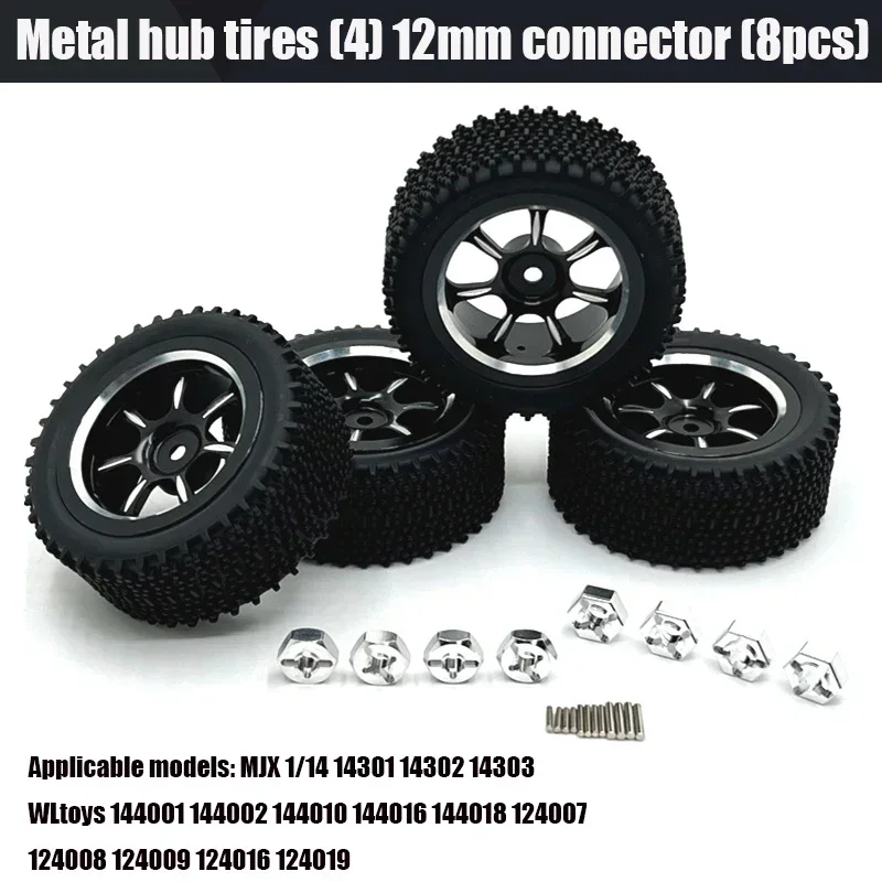 WLtoys 1/12 124007 124008 124016 124019 Metal Upgrading Attachment RC Car Parts 12mm Coupling RC Car Metal Wheel Tires