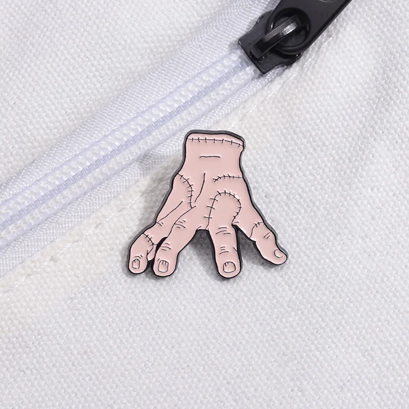 Wednesday Cartoon Enamel Pins Custom Terror Punk Hands Metal Decorative Brooch Lapel Badges Backpack Hat Jewelry Gifts Wholesale