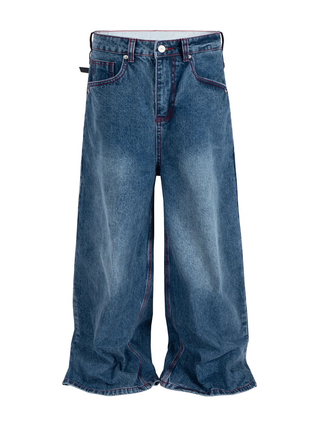 

Американские ретро-джинсы с высокой талией и широкими штанинами, свободного кроя, с эффектом потертости, синие, с декоративной строчкой, повседневные брюки в парижском стиле для молодежи