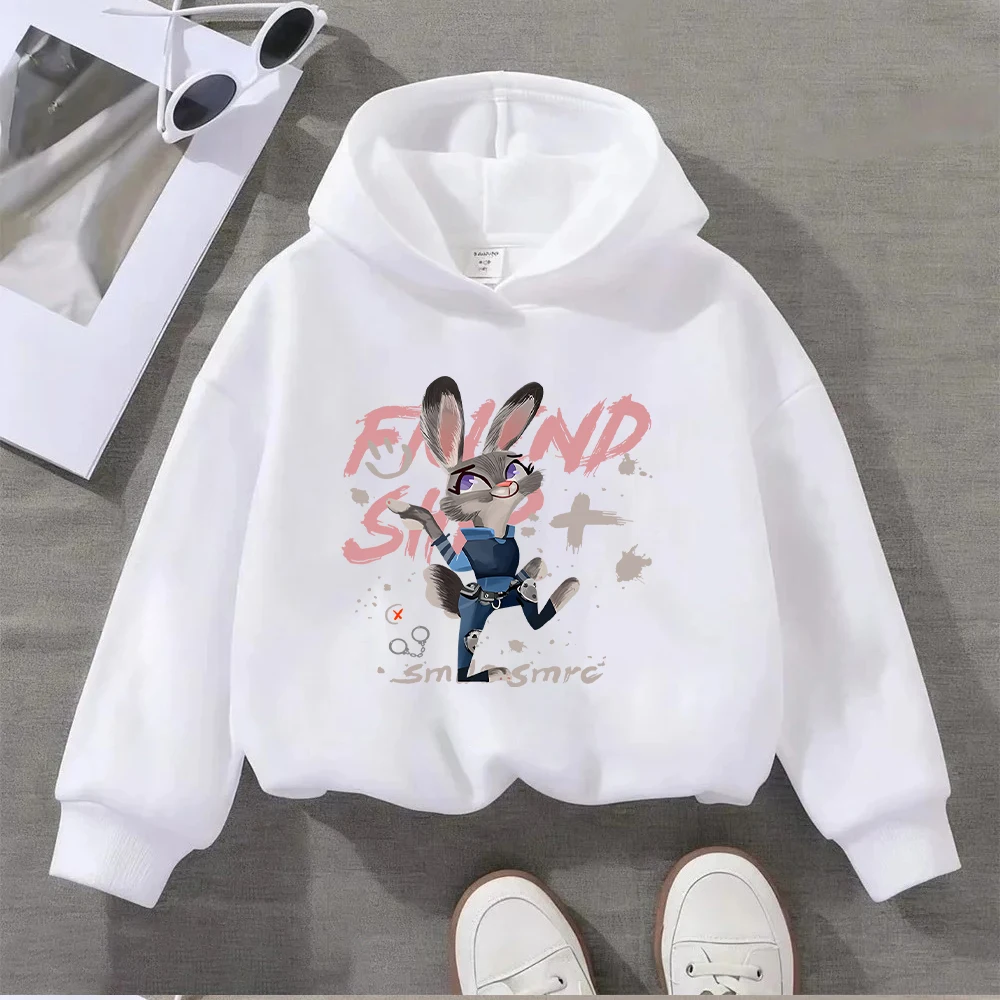 سويت شيرت نسائي بقلنسوة مطبوع عليه ضابط شرطة أرنب كارتوني من ديزني كاجوال بأكمام طويلة للمراهقين