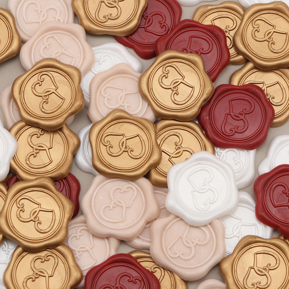 25pcs Heart Pattern Wax Seal Stickers Handmade Envelope Seals Self Adhesive Wax Stickers for Wedding Party Envelope Gift Wrap