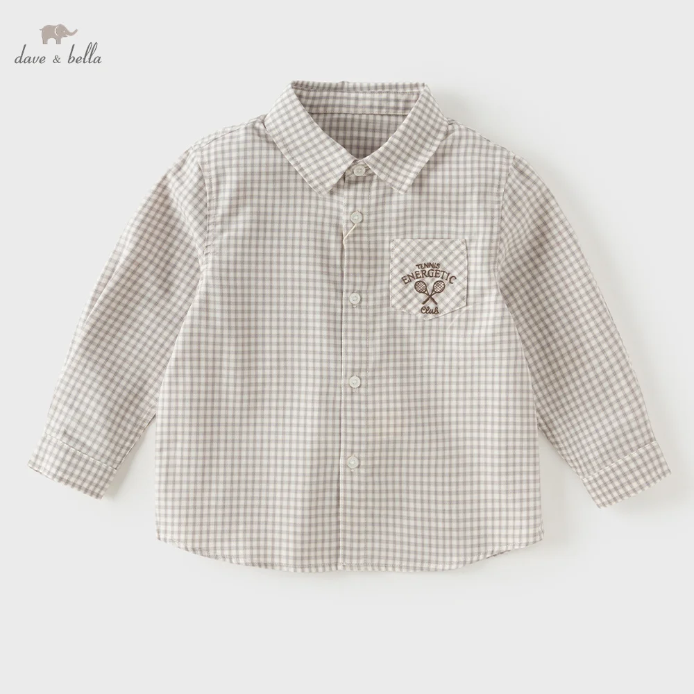 Dave Bella Boy's Plaid Shirts Clothes Autumn Children's Long-sleeve Blouse Spring Tops For Student Gentle 4-6-year-old DB3263527