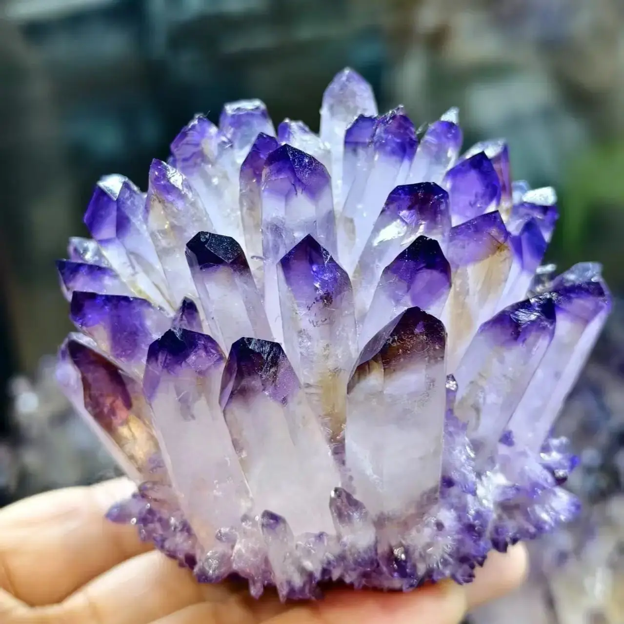 Newly Discovered Purple Phantom Quartz Crystal Cluster, Amethyst Cluster, Mineral, Reiki Healing Cluster