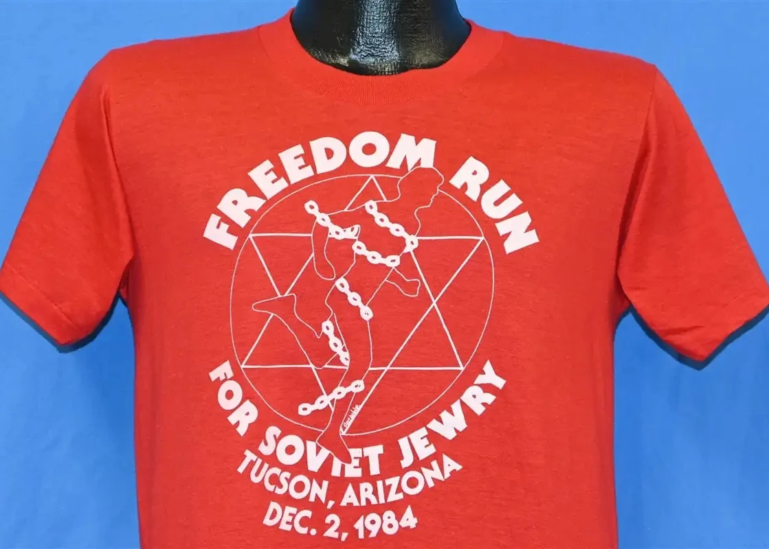 80s Freedom Run Soviet Jewry 1984 LA Beer Label Tucson Arizona T-shirt